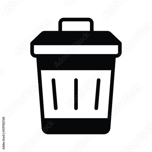 Trendy glyph style icon of lid trash can