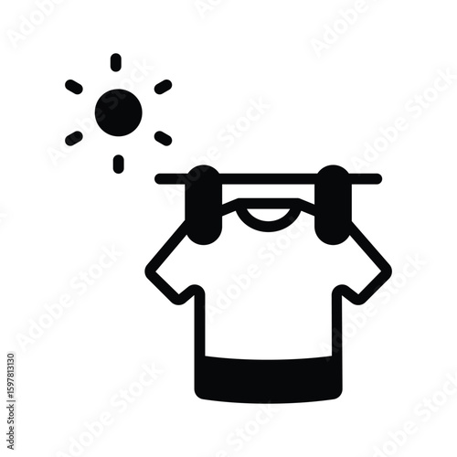 Sleek glyph icon of flapping hanging shirt