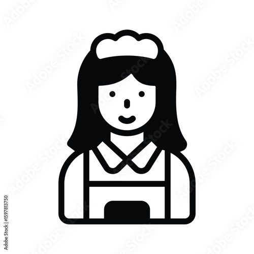 Trendy glyph style icon of cleaning service maid