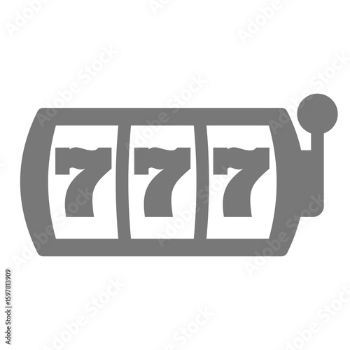 Slot machine with 777 game chance icon. Slots, fruit machines with seven numbers casino vector.