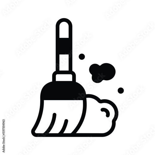 Sleek glyph icon of detailed broom cleaning