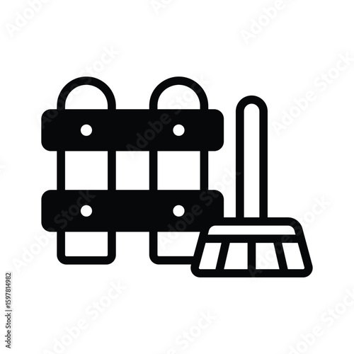 Handy glyph style icon of tall fence cleaning