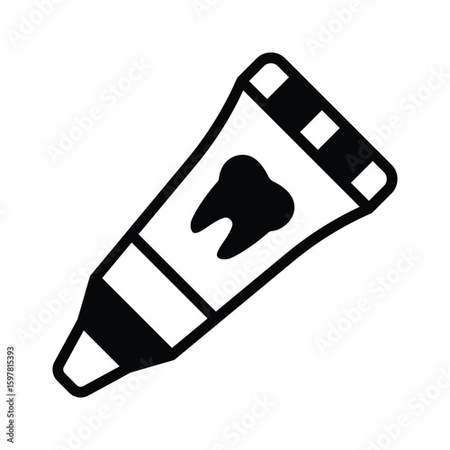 Modern glyph icon of mint toothpaste tube