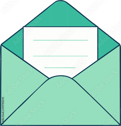Thank you card in green envelope with folded letter visible