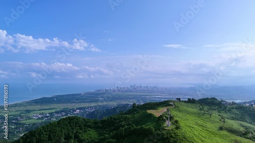 Scenic View of Batumi Skyline from Green Hills under Blue Sky in Georgia