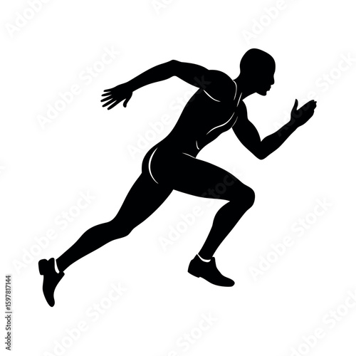 Runner in dynamic sprint pose showing fast motion silhouette Art Vector illustration