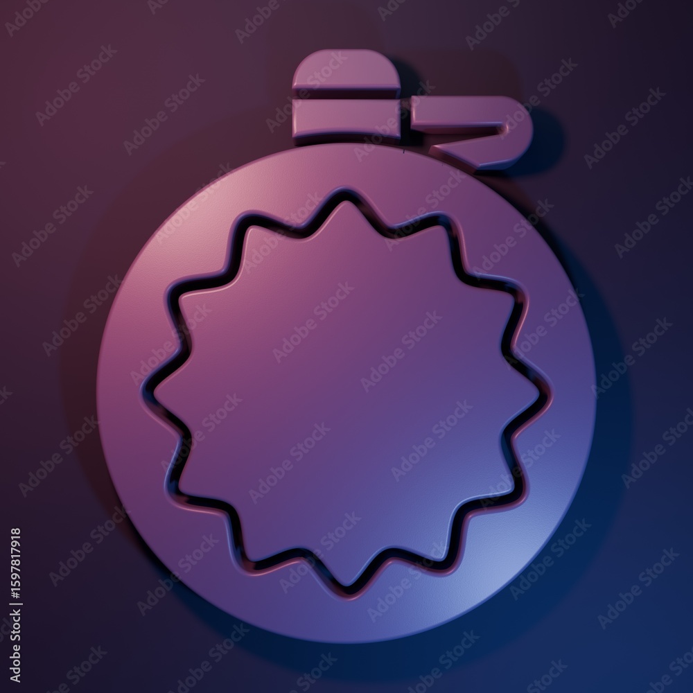 Obraz premium Purple Canteen water bottle icon isolated on purple-blue background. Tourist flask icon. Jar of water use in the campaign. Minimalism concept. 3D render illustration
