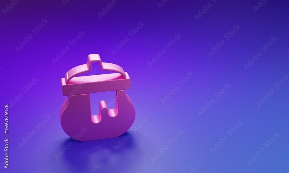 Obraz premium Pink Jar of honey icon isolated on purple-blue background. Food bank. Sweet natural food symbol. Minimalism concept. 3D render illustration