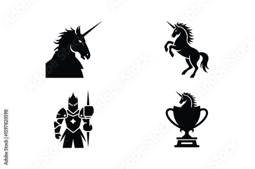 Majestic Unicorn Knight Trophy Silhouettes horse armor