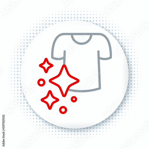 Line Drying clothes icon isolated on white background. Clean shirt. Wash clothes on a rope with clothespins. Clothing care and tidiness. Colorful outline concept. Vector