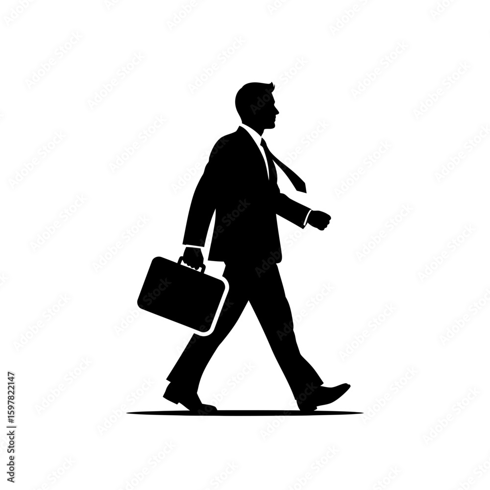 Obraz premium Confident Businessman with Briefcase - Vector Professional Success Icon