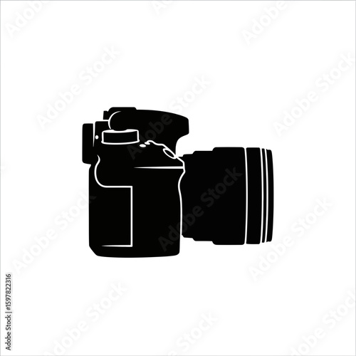 DSLR Camera in Side Profile - Vector Photography Equipment Icon