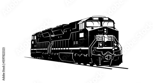 Dual-Engine Freight Train Silhouette - Vector Industrial Transport Icon