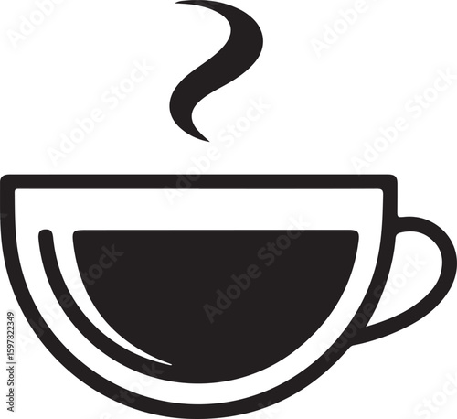 Coffee cup with steam beverage drink cafe shop silhouette vector