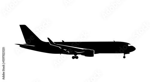 Jet Airliner in Profile - Vector Air Travel and Aviation Icon