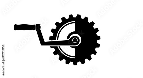 Large Cog Turned by Hand Crank - Vector Innovation and Effort Icon
