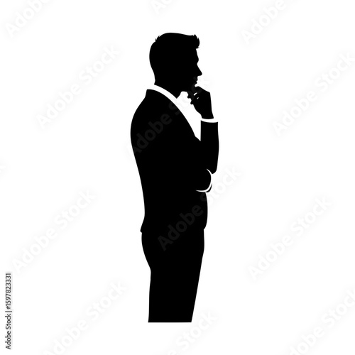Man Standing Still with Hand on Chin