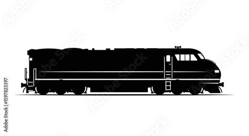 Modern Diesel Train Engine Silhouette