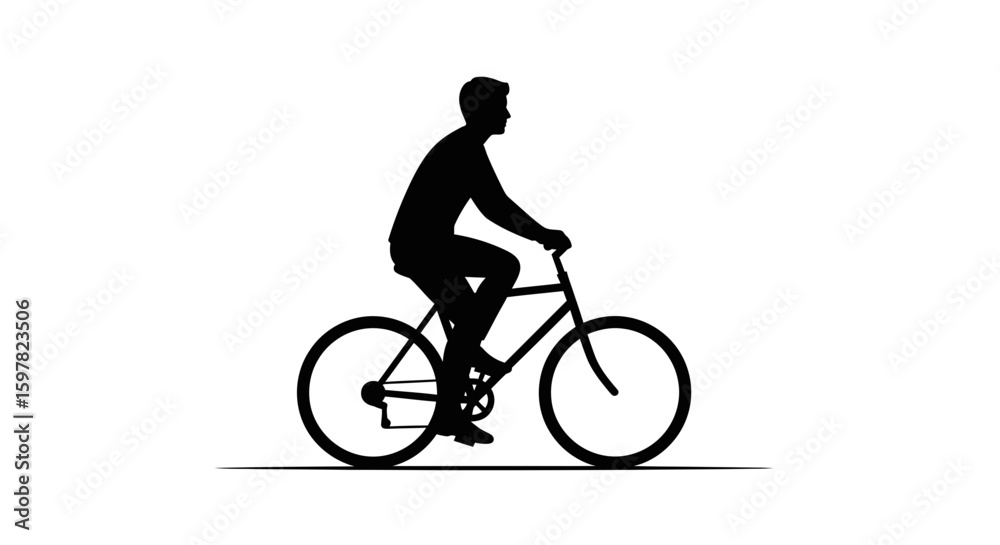 Naklejka premium Person Riding Bicycle Calmly