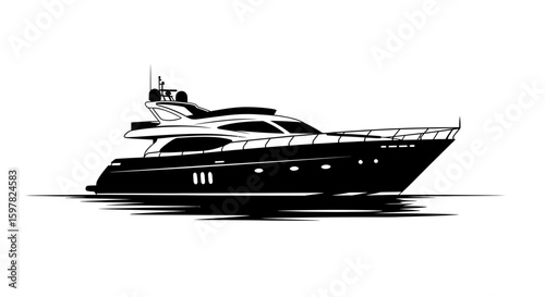 Sleek Yacht Cruising on Open Water