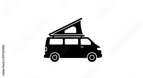 Van with Popped-Up Roof Tent