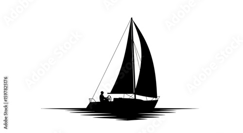 Yacht Anchored Offshore with Dinghy