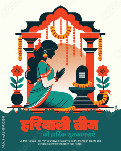 Hariyali Teej Vrat & Swing Festival Post | Green Theme Mehndi Creative for Women