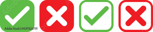 Check tick mark icon set.tick sign accept select confirm correct agree animated. successful symbol, tick mark.Check marks indicate approval. X marks indicate rejection. Simple symbols for yes and no.