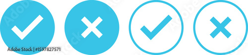 Check tick mark icon set.tick sign accept select confirm correct agree animated. successful symbol, tick mark.Check marks indicate approval. X marks indicate rejection. Simple symbols for yes and no.