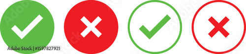 Check tick mark icon set.tick sign accept select confirm correct agree animated. successful symbol, tick mark.Check marks indicate approval. X marks indicate rejection. Simple symbols for yes and no.