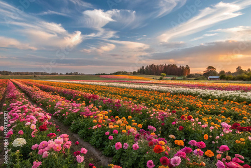 Wallpaper Mural High-resolution image of expansive flower fields in full bloom, showcasing vibrant colors and natural beauty. The scene may include tulips, lavender, sunflowers etc. Torontodigital.ca