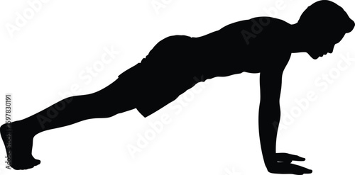 Man Doing Push Up Silhouette – Fitness Workout Training Vector Illustration
