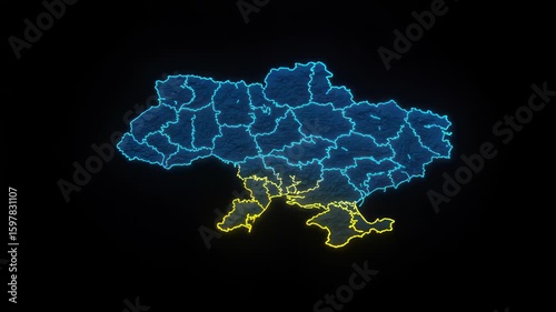 Ukraine's territorial integrity underscored by vibrant neon map animation highlighting national