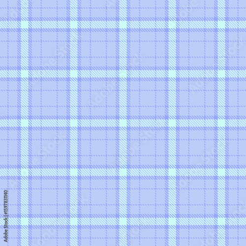Cultural textile pattern plaid, installing seamless tartan fabric. Manufacturing check background vector texture in light and blue colors.