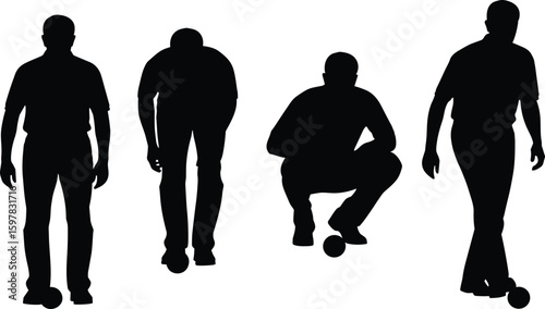 Sports ball activity silhouette vector showing casual action poses, dynamic movement, recreational interaction, ball positioning, cad drawing illustration