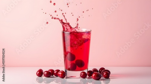 Wallpaper Mural Fresh Cranberry Juice Splash in Glass with Berries Torontodigital.ca