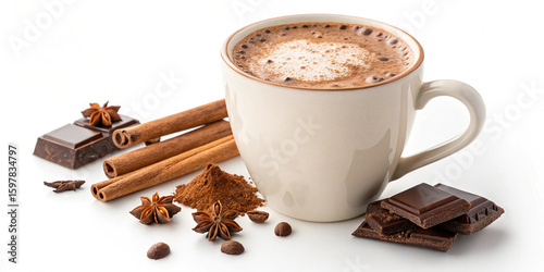 A steaming mug of hot chocolate with a smooth frothy top