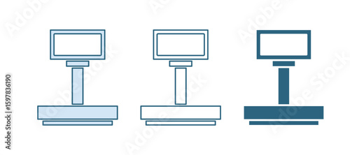 Blue Scale icon isolated on white background. Logistic and delivery. Weight of delivery package on a scale. Vector