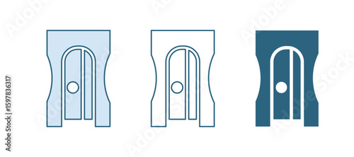 Blue Pencil sharpener icon isolated on white background. Vector