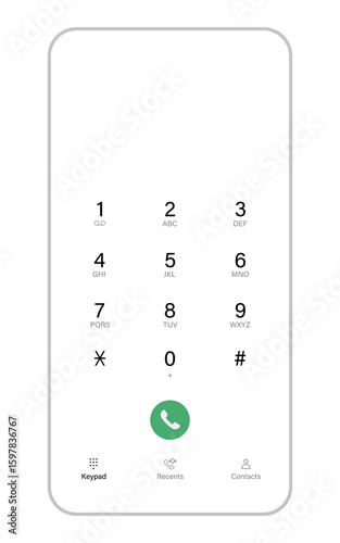 Minimalist Smartphone Dial Pad with Number Keypad Interface