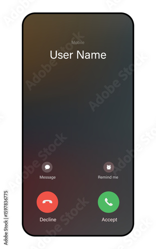 Incoming Call Screen Interface with Accept and Decline Options