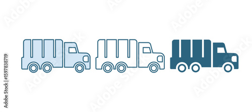 Blue Military truck icon isolated on white background. Vector