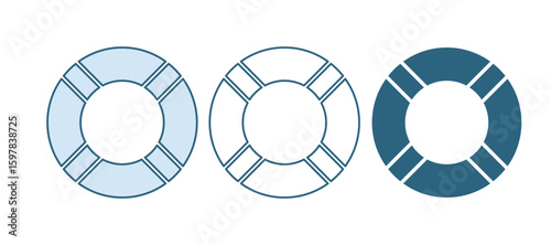 Blue Lifebuoy icon isolated on white background. Life saving floating lifebuoy for beach, rescue belt for saving people. Vector