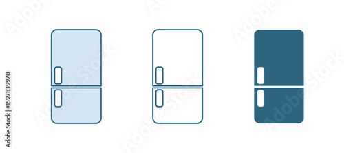 Blue Refrigerator icon isolated on white background. Fridge freezer refrigerator. Household tech and appliances. Vector