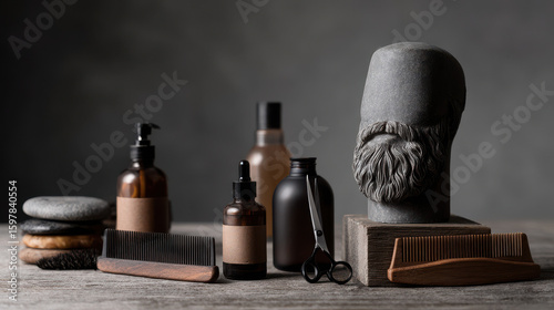 stylish collection of mens grooming products focusing on beard and mustache care