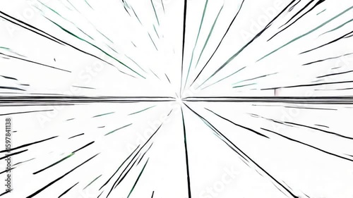 a dynamic animation of comic or anime-style speed lines, radiating outward from the center of the frame to the edges, simulating