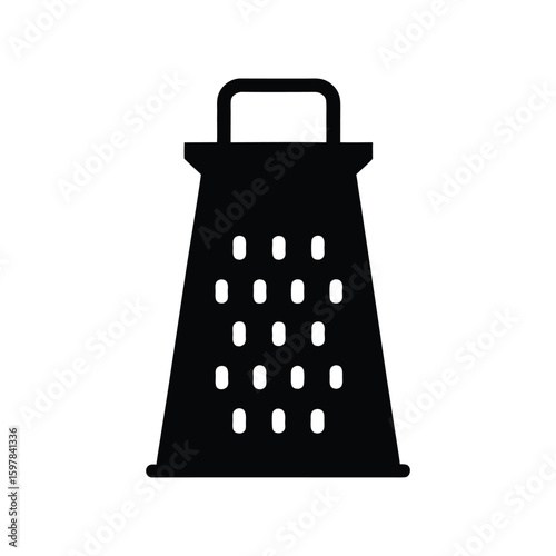 Black and white silhouette illustration of a kitchen grater isolated on a white background