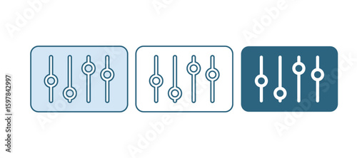 Blue Sound mixer controller icon isolated on white background. Dj equipment slider buttons. Mixing console. Vector