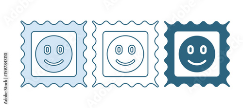Blue LSD acid mark icon isolated on white background. Acid narcotic. Postmark. Postage stamp. Health danger. Vector