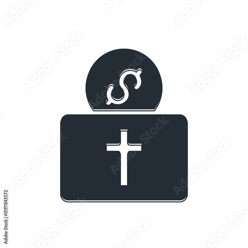 Black Donation for church icon isolated on white background. Vector